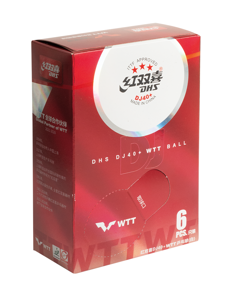 DHS Tischtennisball DJ40 WTT Weiß (6 Pack) DXAR002-1/DXAV001-2