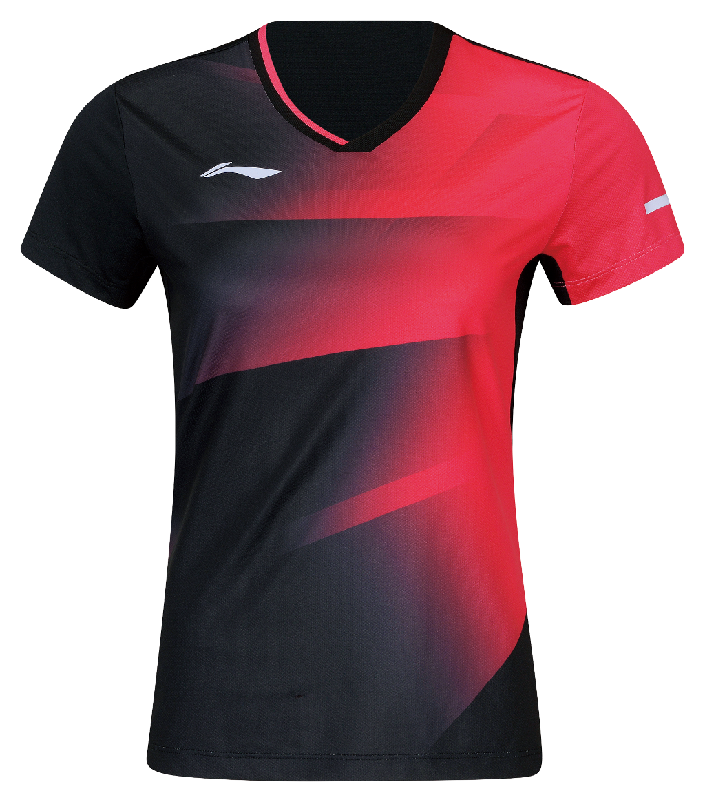 Damen Sport Shirt schwarz/rot - AAYW054-1