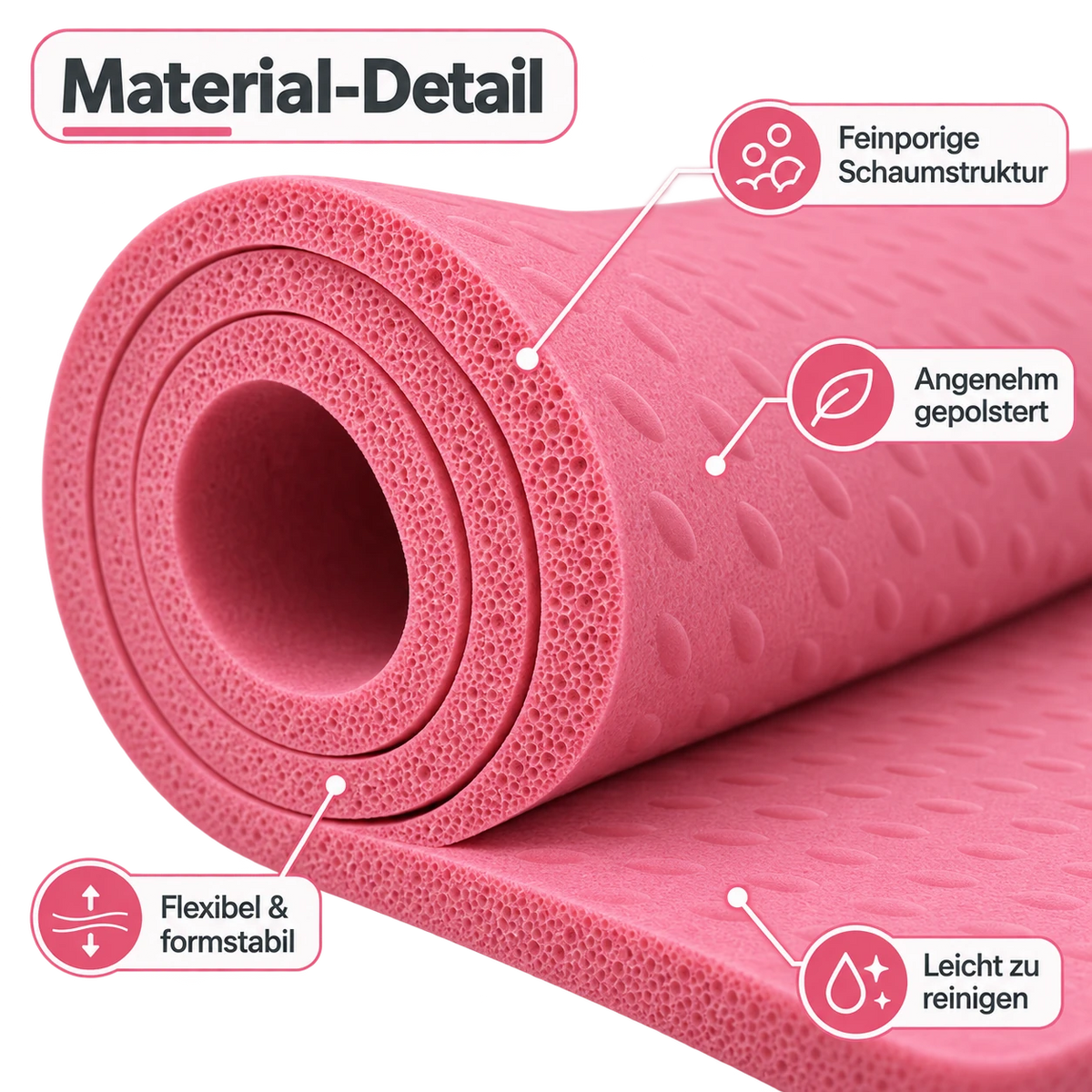 Yoga- und Gymnastikmatte pink 185*80*1cm AQDE028-2