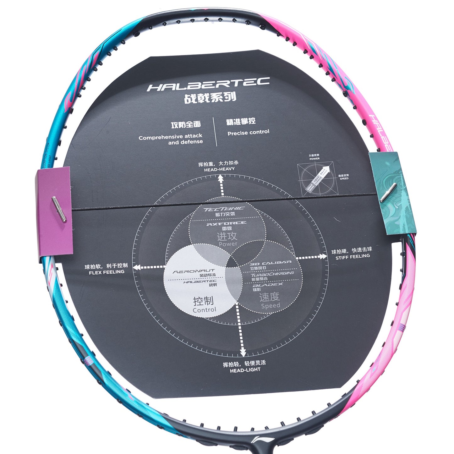 Badmintonschläger HalberTec 8000 (4U) G6 Green/Pink - unbespannt  - AYPT369-46