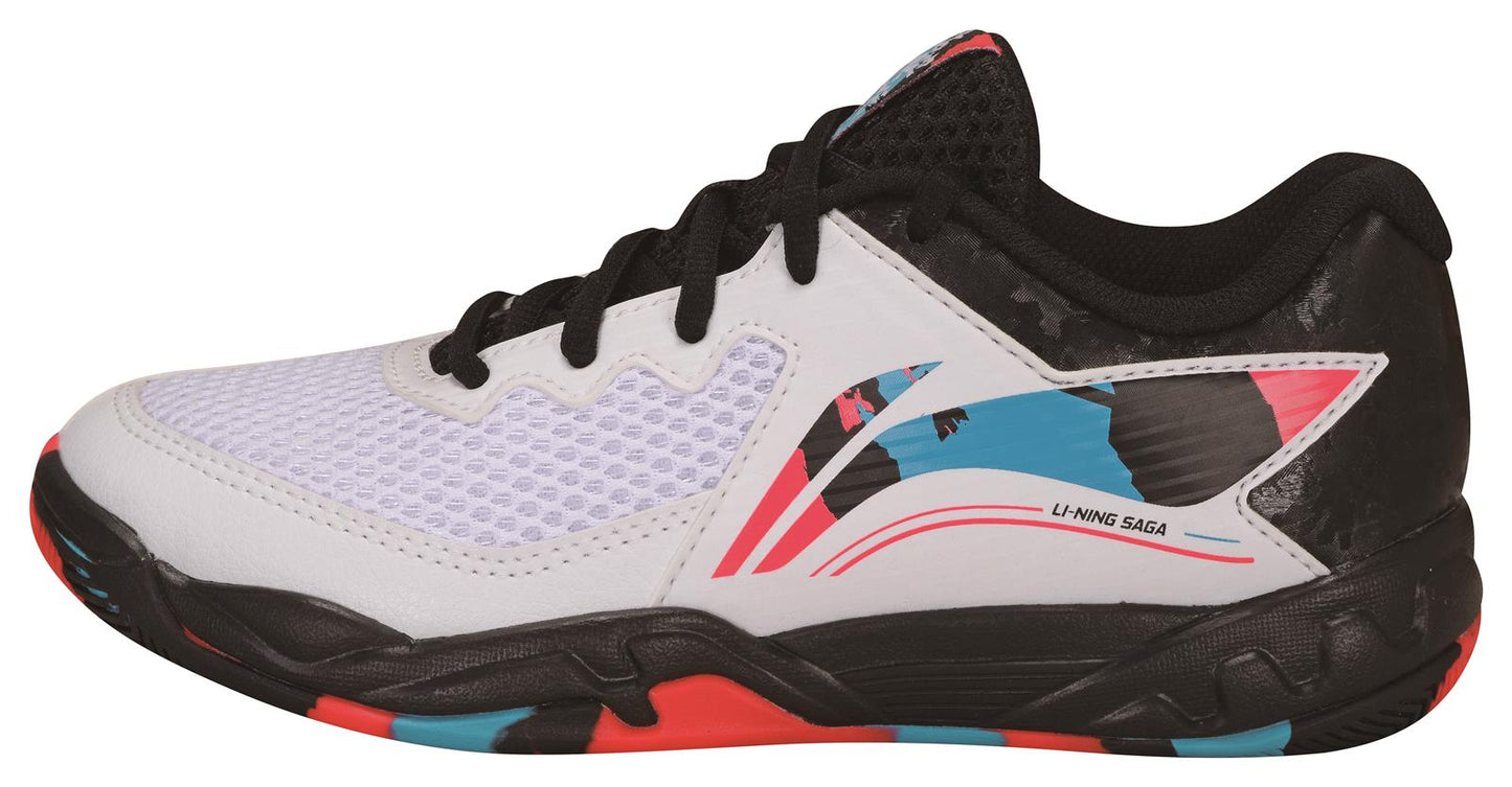 Kinder Badmintonschuh "Saga II Lite JR" weiß-schwarz-rot - AYTT008-1